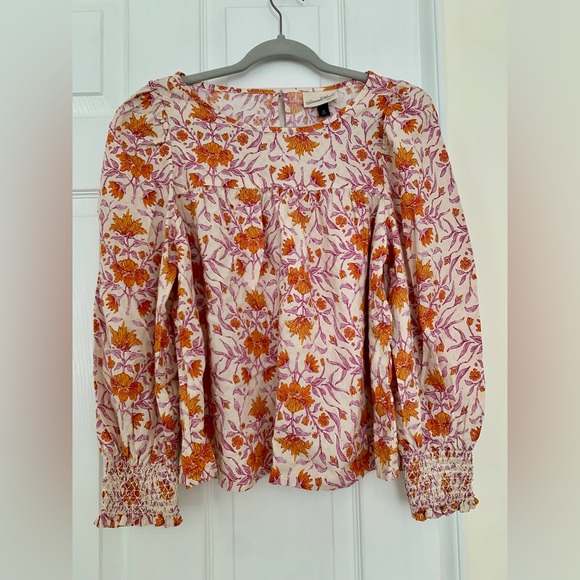 NWOT Universal Thread Floral/Cream Print Long Sleeve Blouse (Medium) - Picture 2 of 6
